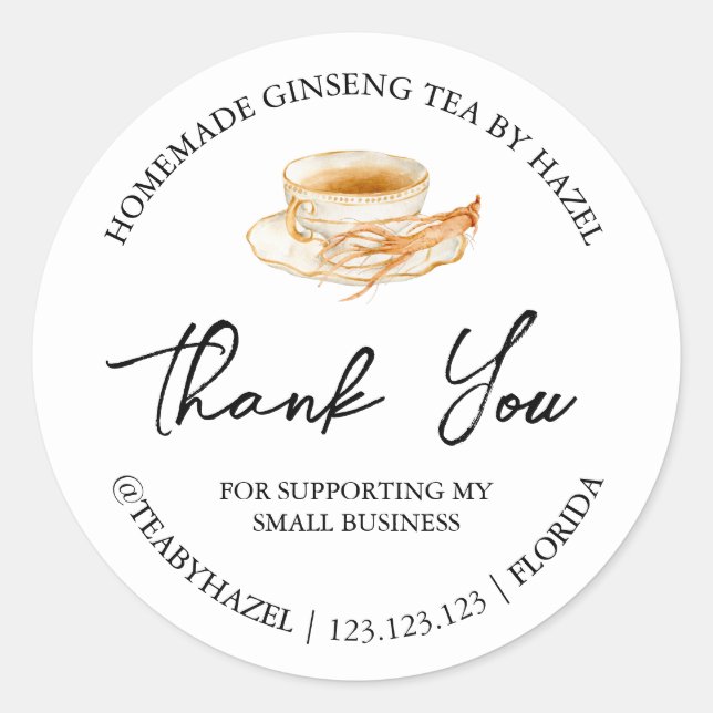 Simple Homemade Ginseng Root Tee Danke Label Runder Aufkleber (Vorderseite)