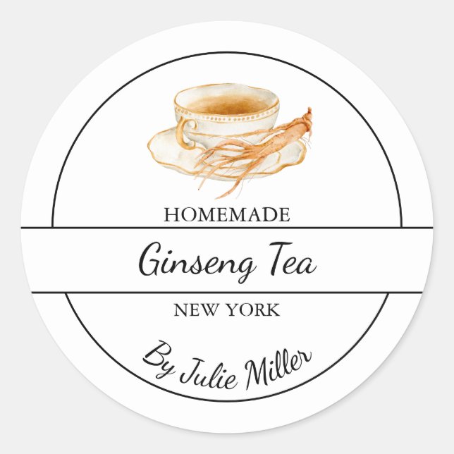 Simple Homemade Ginseng Tea Label Runder Aufkleber (Vorderseite)