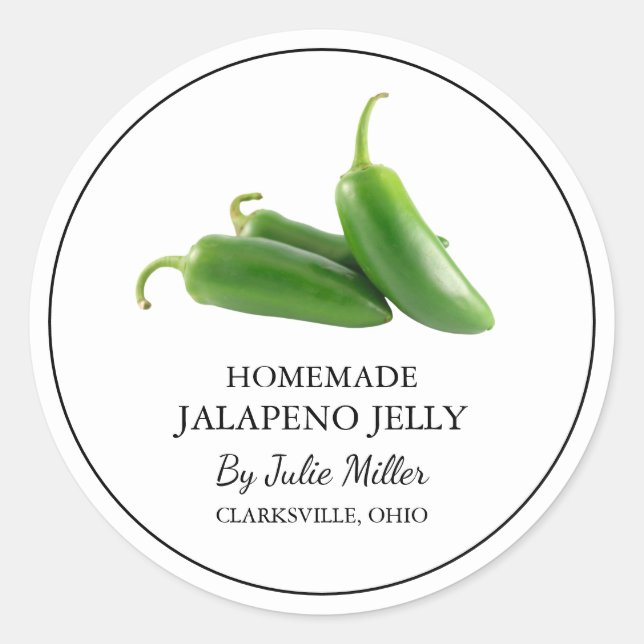 Simple Homemade Jalapeno Jelly Label Runder Aufkleber (Vorderseite)