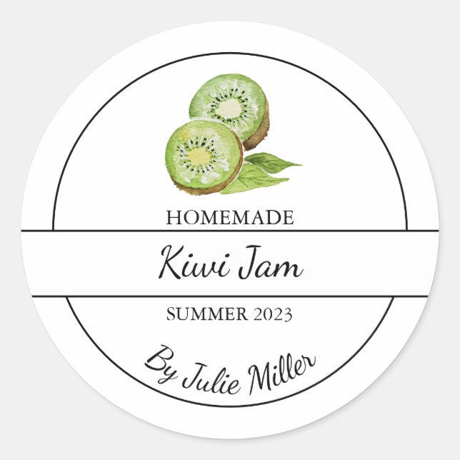 Simple Homemade Kiwi Jam Label Runder Aufkleber (Vorderseite)
