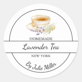 Simple Homemade Lavender Tea Label Runder Aufkleber