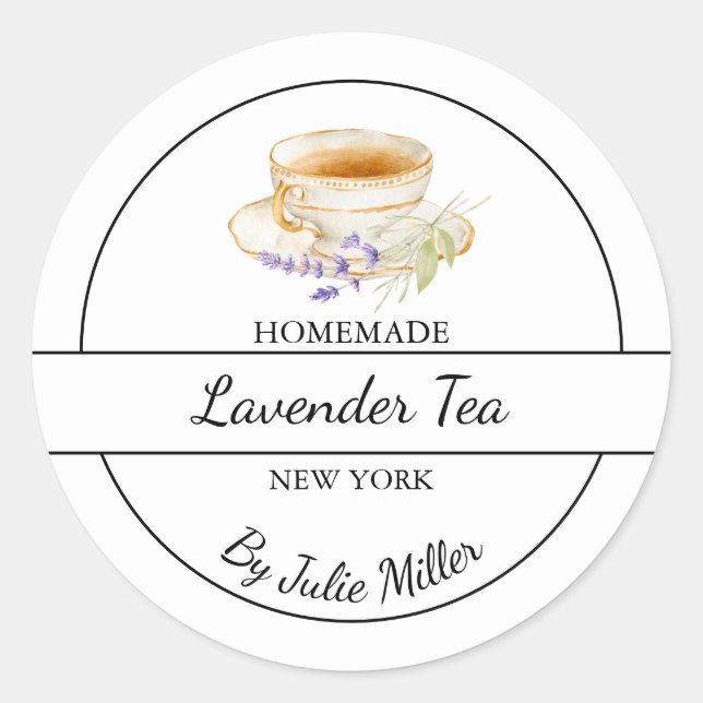 Simple Homemade Lavender Tea Label Runder Aufkleber (Vorderseite)