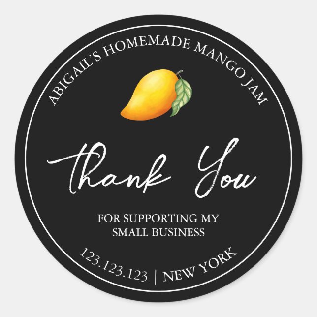 Simple Homemade Mango Jam Danke Label Runder Aufkleber (Vorderseite)