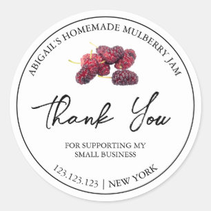 Simple Homemade Mulberry Jam Danke Label Runder Aufkleber
