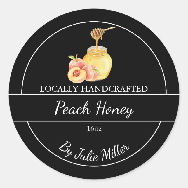 Simple Homemade Peach infused Honey Label Runder Aufkleber (Vorderseite)