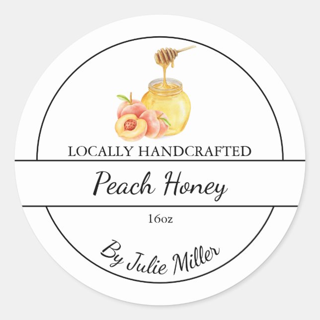 Simple Homemade Peach infused Honey Label Runder Aufkleber (Vorderseite)