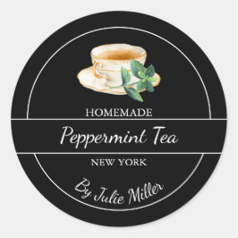 Simple Homemade Peppermint Tea Label Runder Aufkleber