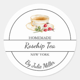 Simple Homemade Rosehip Tea Label Runder Aufkleber
