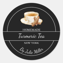 Simple Homemade Turmeric Tea Label Runder Aufkleber