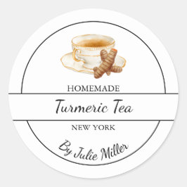Simple Homemade Turmeric Tea Label Runder Aufkleber