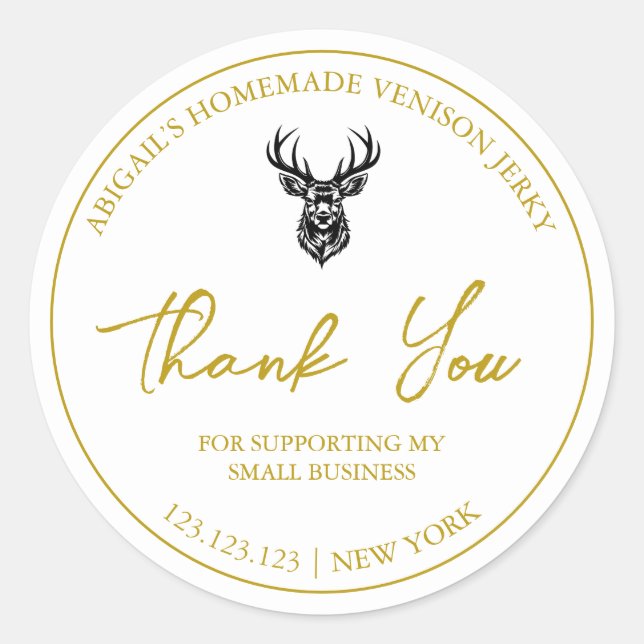 Simple Homemade Venison Jerky Danke Label Runder Aufkleber (Vorderseite)