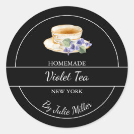 Simple Homemade Violet Tea Label Runder Aufkleber