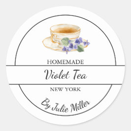 Simple Homemade Violet Tea Label Runder Aufkleber