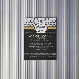 Simple Honey Bee Honeycomb Black Yellow Workshop Flyer
