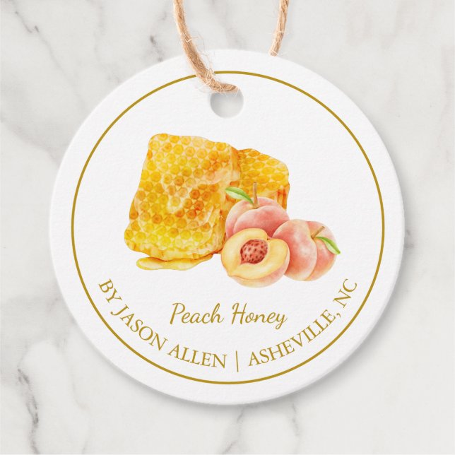 Simple Honeycomb Peach Infused Honey Hang Tag Geschenkanhänger (Vorderseite)