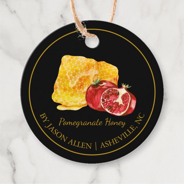 Simple Honeycomb Pomegranate Honey Hang Tag Geschenkanhänger (Vorderseite)