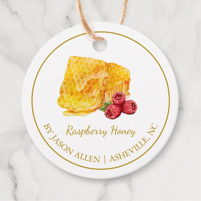 Simple Honeycomb Raspberry Infused Honey Hang Tag Geschenkanhänger (Vorderseite)