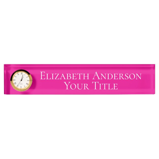 Simple Hot Pink Name Plate Namensplakette (Vorderseite)