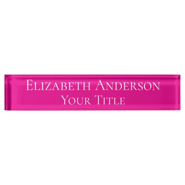 Simple Hot Pink Name Plate Namensplakette (Vorderseite)
