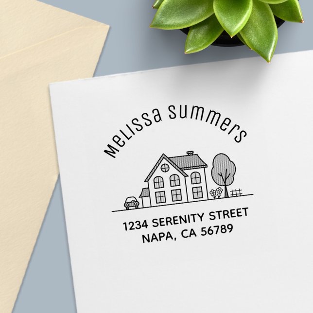 Simple House Illustration Arch Address 3 Permastempel (Von Creator hochgeladen)