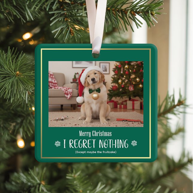 Simple Humor Funny Cute Dog Photo Christmas Keramikornament (Von Creator hochgeladen)
