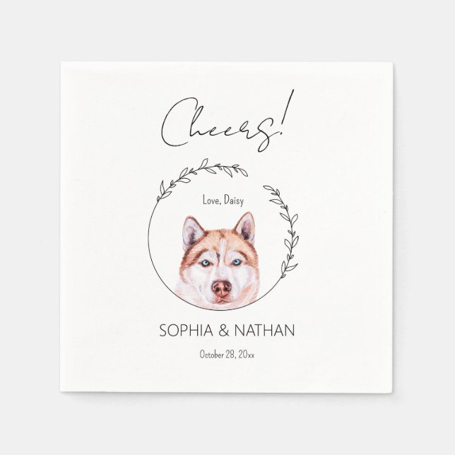 Simple Husky Dog Wedding Cocktail Napkins Serviette (Vorderseite)