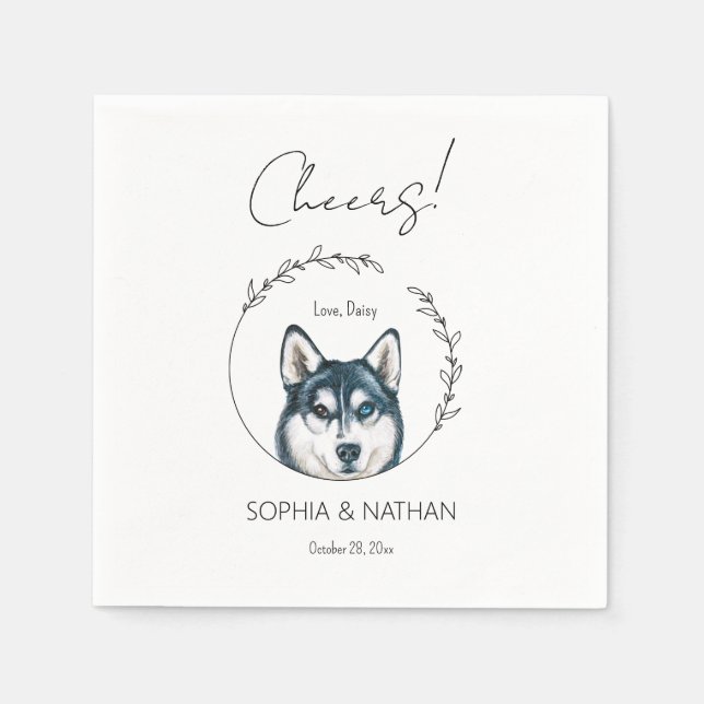 Simple Husky Dog Wedding Cocktail Napkins Serviette (Vorderseite)