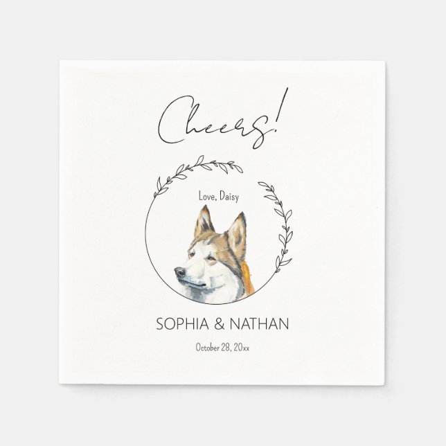 Simple Husky Dog Wedding Cocktail Napkins Serviette (Vorderseite)