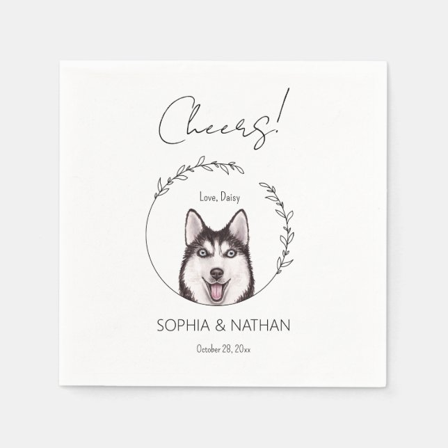 Simple Husky Dog Wedding Cocktail Napkins Serviette (Vorderseite)