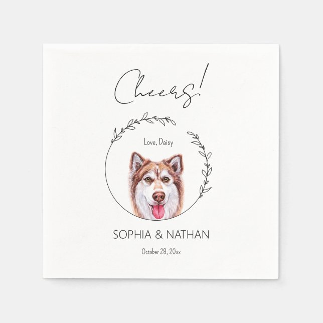 Simple Husky Dog Wedding Cocktail Napkins Serviette (Vorderseite)