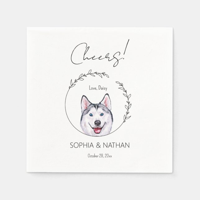 Simple Husky Dog Wedding Cocktail Napkins Serviette (Vorderseite)