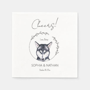 Simple Husky Dog Wedding Cocktail Napkins Serviette