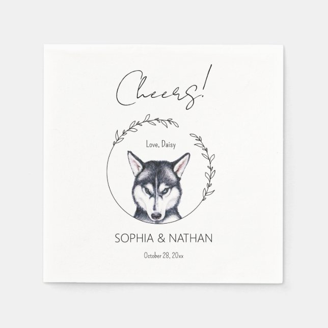Simple Husky Dog Wedding Cocktail Napkins Serviette (Vorderseite)