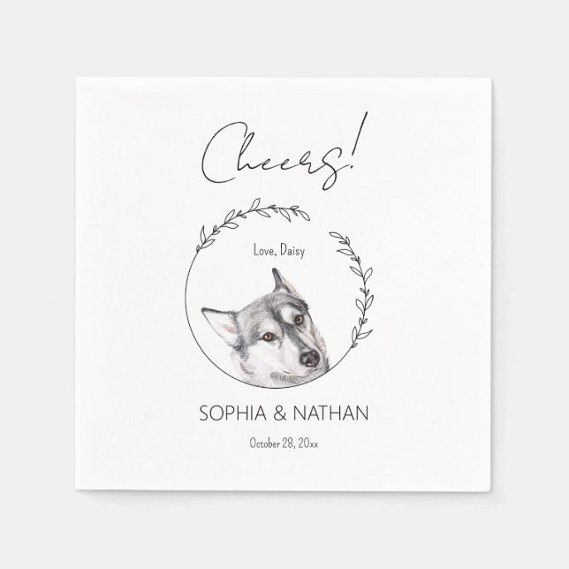 Simple Husky Dog Wedding Cocktail Napkins Serviette (Vorderseite)