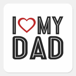 Simple I Heart Liebe Mein Vater Typografie  Aufkle Quadratischer Aufkleber