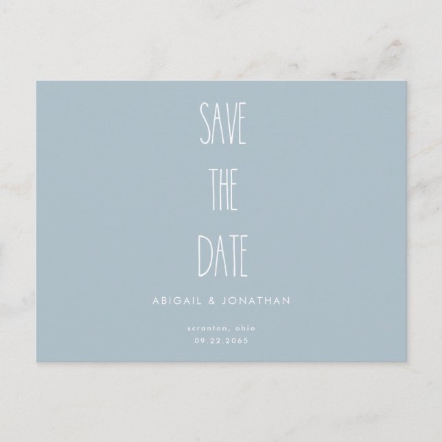 Simple Icy Blue Winter Wedding Save the Date Einladungspostkarte (Vorderseite)