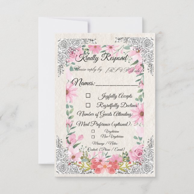 Simple Indian Wedding RSVP Card | Elegant  (Vorderseite)