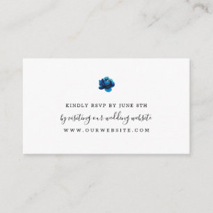 Simple Indigo Blue Blume Hochzeit RSVP online Begleitkarte