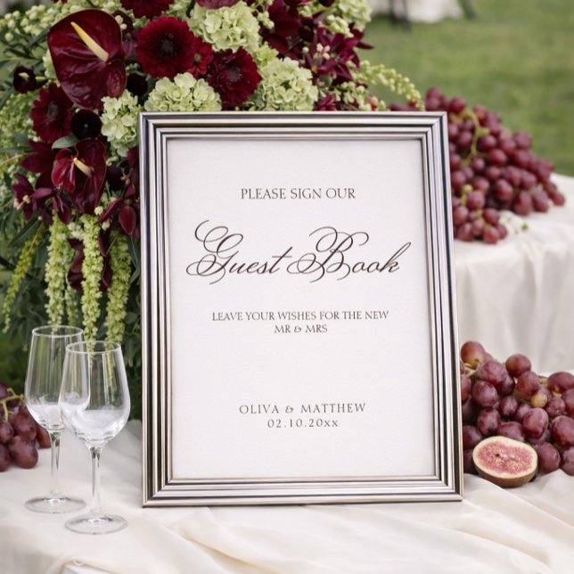 Simple Ivory and Brown Wedding Guest Book Poster (Von Creator hochgeladen)