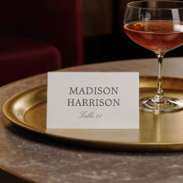 Simple Ivory and Brown Wedding Place Card DIY Einladung