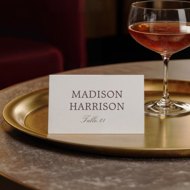 Simple Ivory and Brown Wedding Place Card DIY Einladung (Von Creator hochgeladen)