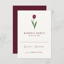 Simple Ivory Minimal Tulip Wedding RSVP Karte