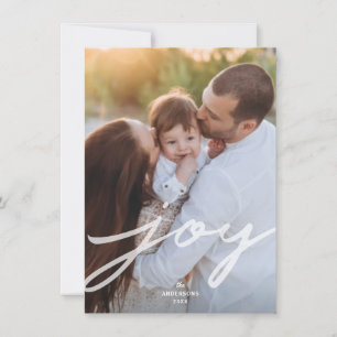 Simple Joy Handwriting Script Weihnachts-Foto Feiertagskarte
