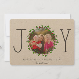 Simple Joy Wreath Kraft Paper Christmas Foto Feiertagskarte