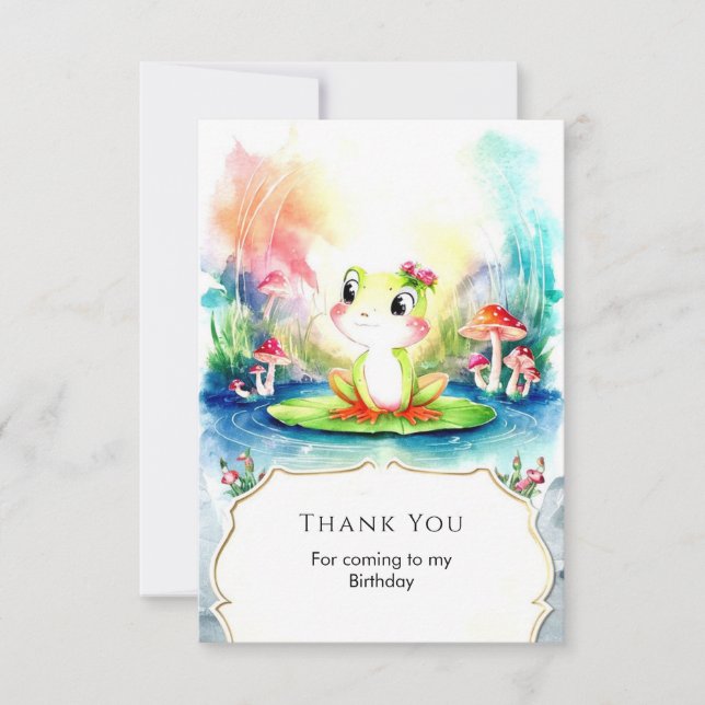 Simple Joyful Frog Birthday Dankeskarte (Vorderseite)