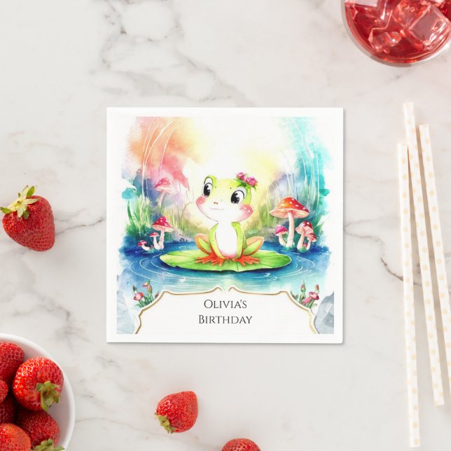 Simple Joyful Frog Birthday Serviette (Beispiel)