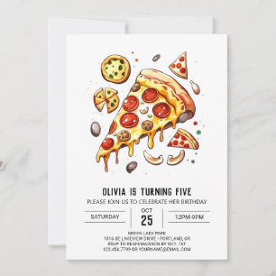 Simple Kids Pizza Birthday Einladung
