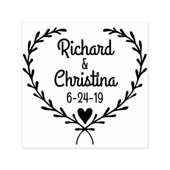Simple Laurel Heart Custom Briefmarke Permastempel (Design)