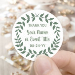 Simple Laurel Wreath Botanische Vegetation Vielen  Runder Aufkleber<br><div class="desc">Fügen Sie den Gastgeschenken eine personalisierte Touch hinzu und danken Ihnen Noten mit benutzerdefinierten Lorbeerkraendern rund Aufkleber. Sämtliche Formulierungen auf dieser Vorlage sind einfach für jeden Anlass, wie Hochzeit, Brautparty, Abschluss, Geburtstagsparty, Jubiläum oder Pensionierung anzupassen. Ändern oder löschen Sie den Text, um Umschlag Aufkleber für Einladungen, Ankündigungen oder speichern Sie...</div>
