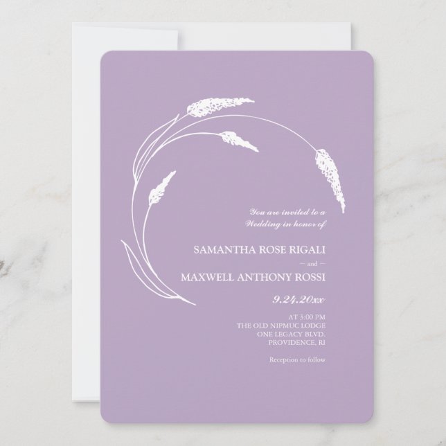 Simple Lavender Floral Wedding Einladung (Vorderseite)